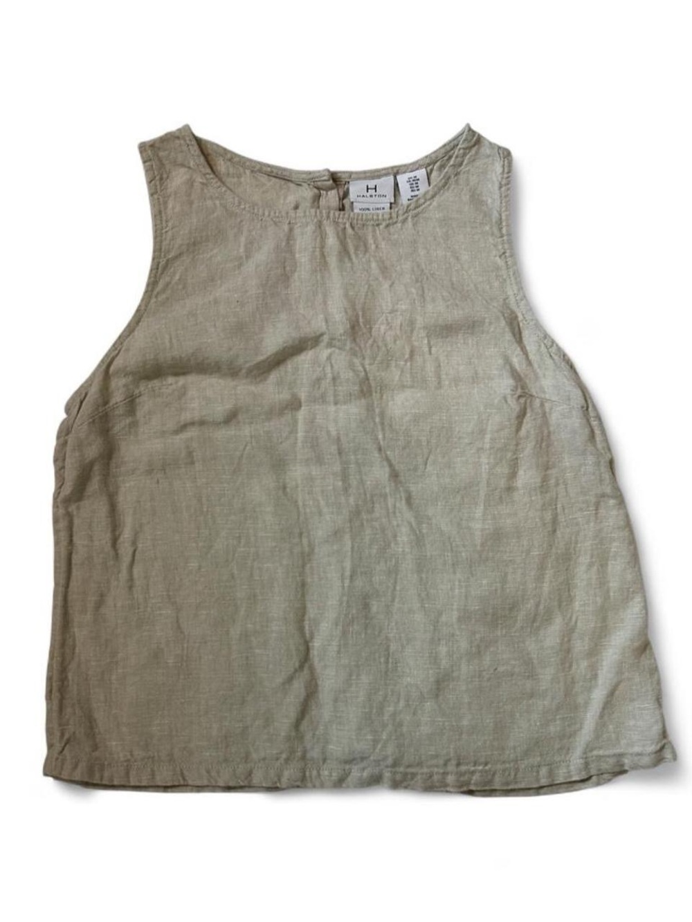 H by Halston Beige 100% Linen Shell Tank